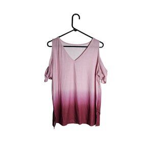Shein Cold Shoulder Ombre Top Pink Large